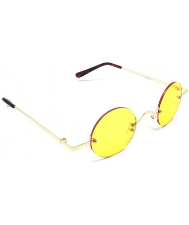 Rimless Rimless Mono Round Circle Lens Classic Sunglasses - Gold & Tortoise Frame - CZ18DU7G826 $19.36