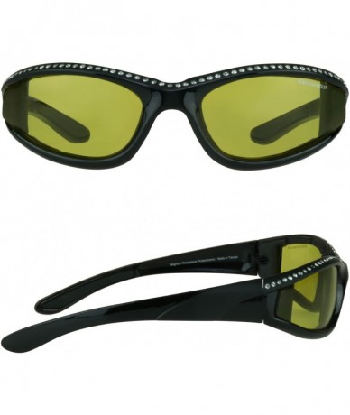 Goggle Rhinestone Motorcycle Sunglasses Foam Padded for Women. (Yellow Black) - Yellow Black - C3187QSGT89 $40.12