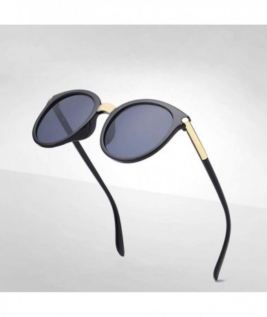 Cat Eye Vintage Black Cat Eye Sunglasses Women Fashion Mirror Cateye Sun Glasses Shades UV400 - Blue - CL19858RNNO $50.74