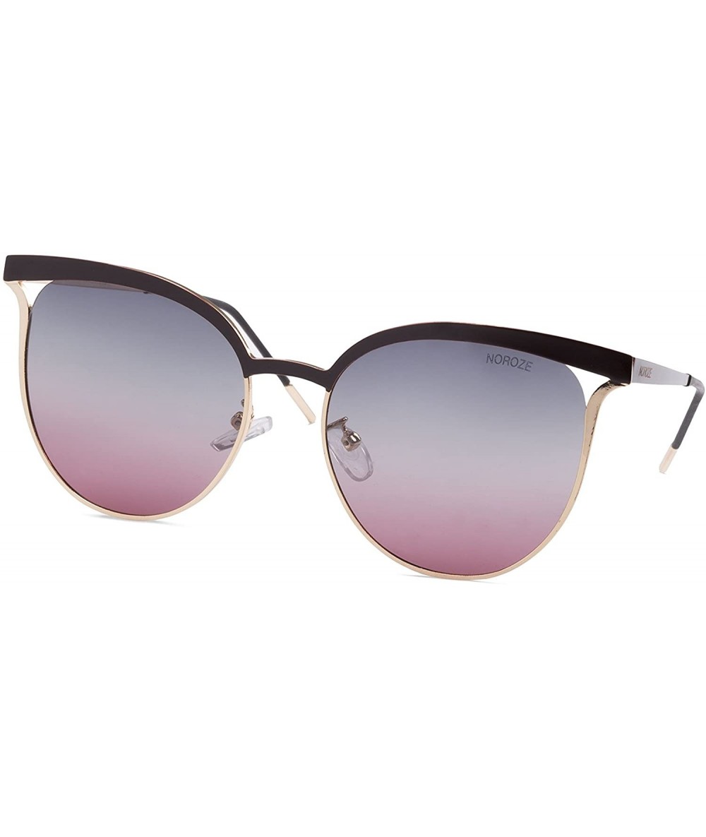 Oversized Womens Polarised Cat Eye Sunglasses Summer Shades - Brown - Multicolour Gradient - CH18EONIEOZ $52.02