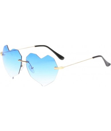 Aviator Lovely Heart Sunglasses Cute Rimless Sun Glasses for Women Men - Gradient Blue - C619037DMYT $25.21