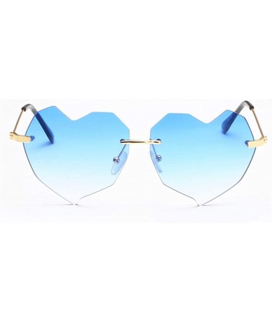 Aviator Lovely Heart Sunglasses Cute Rimless Sun Glasses for Women Men - Gradient Blue - C619037DMYT $25.21