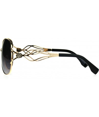 Butterfly Womens Butterfly Metal Rim Diva Rhinestone Bling Sunglasses - Gold Smoke - CT18849CX26 $23.60