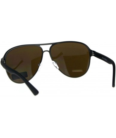 Aviator Mens Aviator Sunglasses Metal & Plastic Designer Style Shades UV 400 - Gunmetal (Brown) - CN18HKSLIOZ $19.87