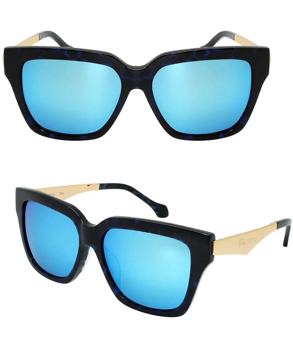 Oval Retro Inspired Handmade Acetate Square Sunglasses with Quality UV CR39 Lens Gift Pakcage Included - CD18RII3XZG $79.63