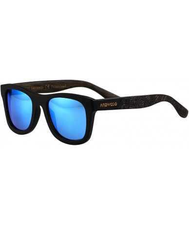 Square Bamboo Sunglasses Floating for Men Women Wood Sunglass Wooden Frame Polarized Vintage Black Blue Brown - CL18EEG5CYR $...