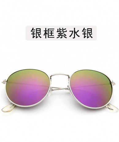 Aviator Lady Tinted Color Lens Big Round Sunglasses Men Women Retro Metal Frame Eye Vintage Tiny Female Sun Glasses - 18 - CO...