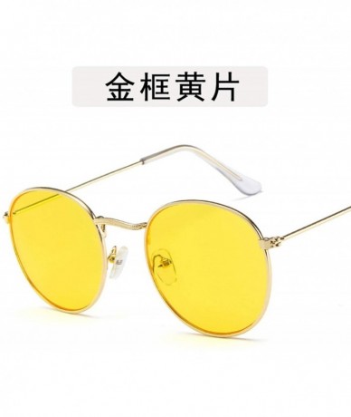 Aviator Lady Tinted Color Lens Big Round Sunglasses Men Women Retro Metal Frame Eye Vintage Tiny Female Sun Glasses - 18 - CO...