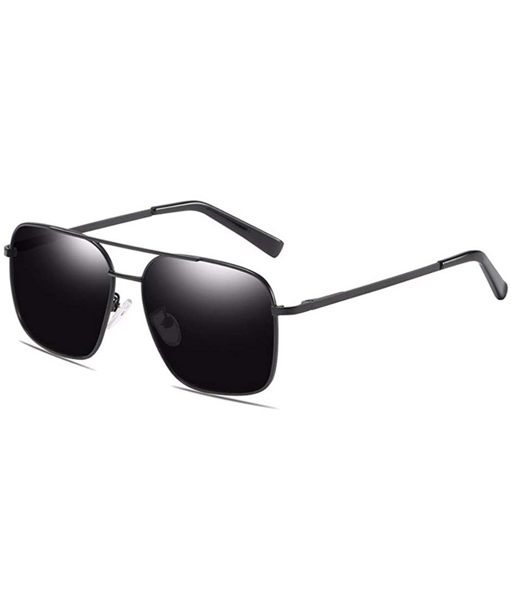 Aviator Men's Metal Polarizing Sunglasses Classic European and American Square Driving Sunglasses - A - CH18QQ2C6DE $58.74