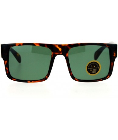 Square Impact Resistance Glass Lens Sunglasses Mens Square Luxury Metal Design - Tortoise (Green) - C41877HU6NU $19.70