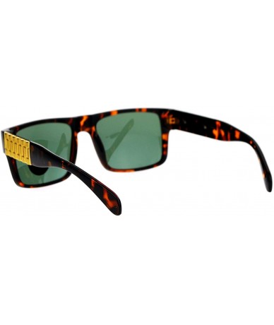 Square Impact Resistance Glass Lens Sunglasses Mens Square Luxury Metal Design - Tortoise (Green) - C41877HU6NU $19.70