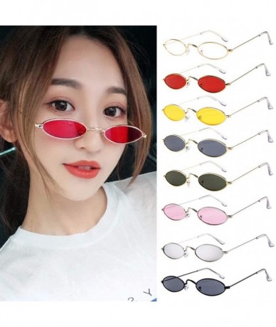 Round Cheap Fashion Mens Womens Retro Small Oval Sunglasses Metal Frame Shades Eyewear - Multicolor-g - C118T07ZX7G $17.86