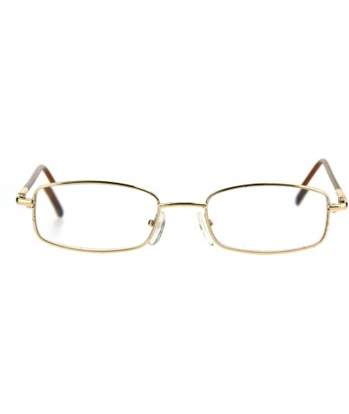 Rectangular Mens Metal Rim Narrow Rectangle Snug Small Classic Reading Glasses - Gold - CS18593UIZH $19.78