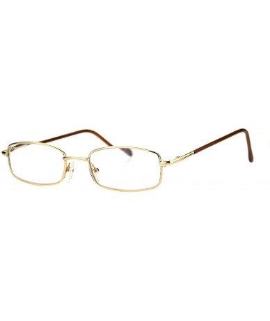 Rectangular Mens Metal Rim Narrow Rectangle Snug Small Classic Reading Glasses - Gold - CS18593UIZH $19.78