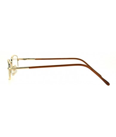 Rectangular Mens Metal Rim Narrow Rectangle Snug Small Classic Reading Glasses - Gold - CS18593UIZH $19.78