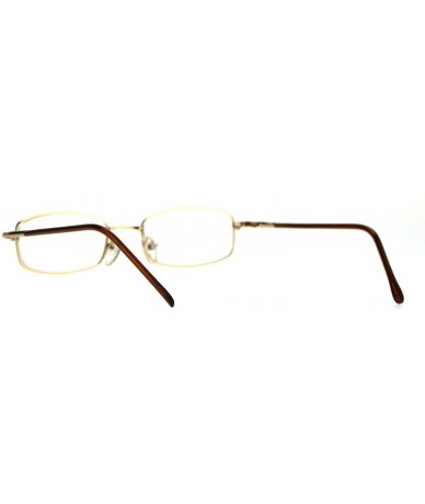 Rectangular Mens Metal Rim Narrow Rectangle Snug Small Classic Reading Glasses - Gold - CS18593UIZH $19.78