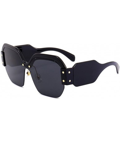 Oversized Semi Rimless Sunglasses For Women Trendy Candy Color Designer Glasses - C1 - CP18CO33D6K $19.50