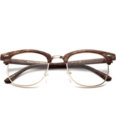 Square Babo" Slim Oval Style Celebrity Fashionista Pattern Temple Reading Glasses Vintage - Wooden Brown - CT182S7RGGD $18.86