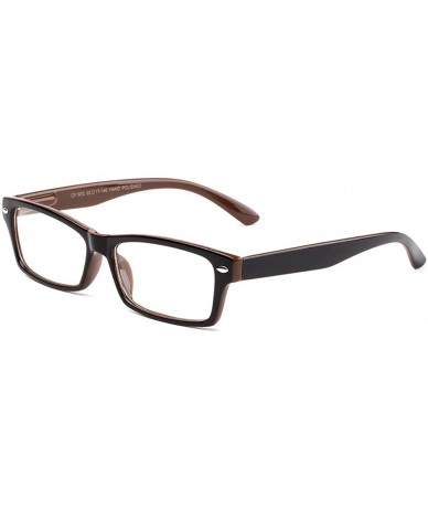 Round Clear Frames Nerd Geek Squared Simple Spring Hinges Fashion Clear Glasses - Brown - CI12L9ZON63 $18.16