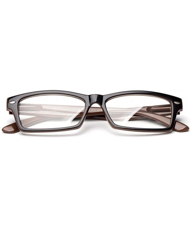 Round Clear Frames Nerd Geek Squared Simple Spring Hinges Fashion Clear Glasses - Brown - CI12L9ZON63 $18.16