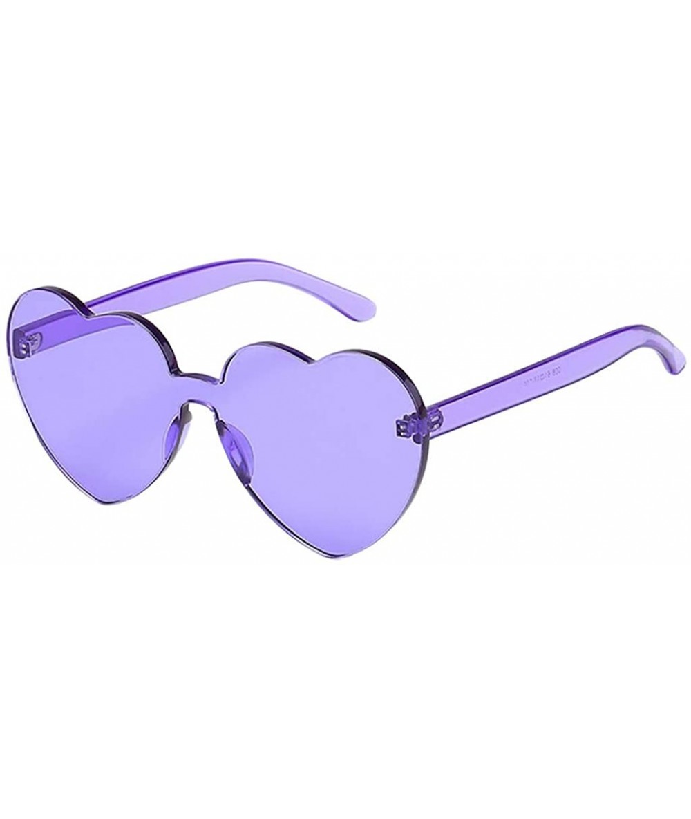 Square Love Heart Shaped Sunglasses Women PC Frame Resin Lens Sun Glasses UV400 Sunglasses - Purple - C5199ZUHIU0 $16.69