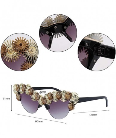 Shield Stylish Metal Bee Decoration Sunglasses UV Protection Frame - Black Frame/Daisy - CD1939UC5EK $29.63