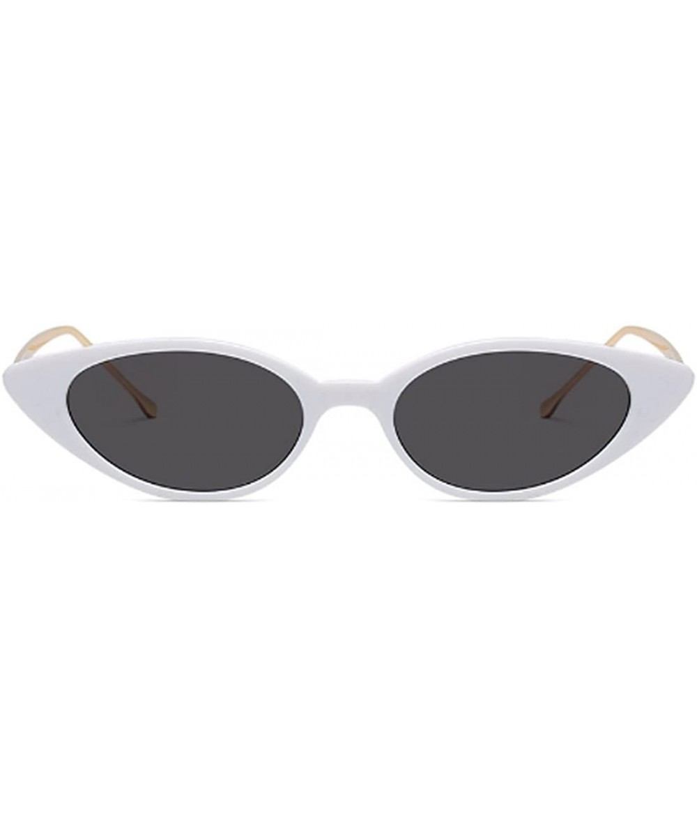 Oval Unisex Vintage Slender Oval Sunglasses Small Metal Frame lens eyewear - White - C618DTHL0Q8 $21.44