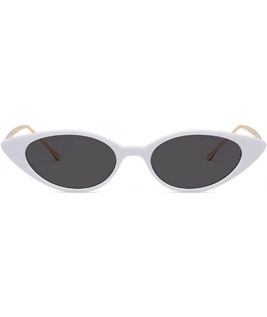 Oval Unisex Vintage Slender Oval Sunglasses Small Metal Frame lens eyewear - White - C618DTHL0Q8 $21.44