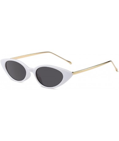 Oval Unisex Vintage Slender Oval Sunglasses Small Metal Frame lens eyewear - White - C618DTHL0Q8 $21.44