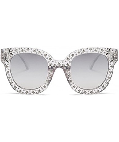 Square Star Rhinestone Sunglasses Women Black Sun Glasses High Fashion Design 2018 - Silver - C518DKLTUTL $25.18