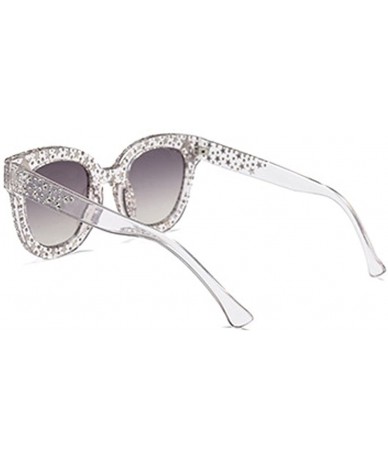 Square Star Rhinestone Sunglasses Women Black Sun Glasses High Fashion Design 2018 - Silver - C518DKLTUTL $25.18