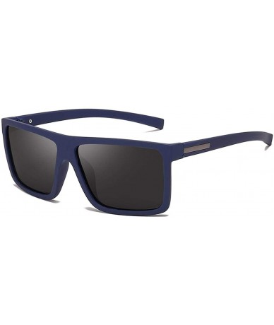 Round Men Sunglasses Polarized Flat Top 2019 Er Driving Sun Glasses Male Rectangle Style - Blue - CK199CNOG4H $33.83