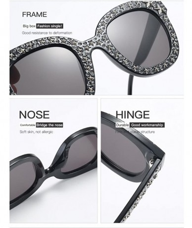 Square Star Rhinestone Sunglasses Women Black Sun Glasses High Fashion Design 2018 - Silver - C518DKLTUTL $25.18