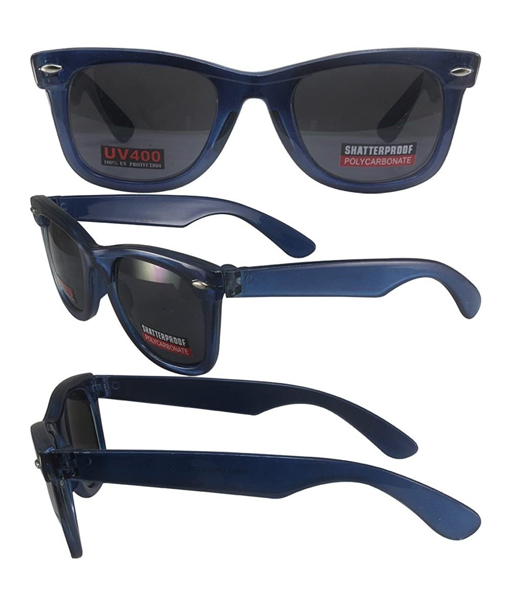 Wayfarer Hipster 2 Sunglasses Wayfarer Style Translucent Blue Frames Smoke Lenses - CS11LYCRQFR $36.17