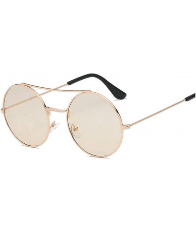 Shield New Arrival Round Sunglasses Coating Retro Women Brand Designer Female Lady Vintage Mirrored Glasses - CN198ZSAL75 $60.96