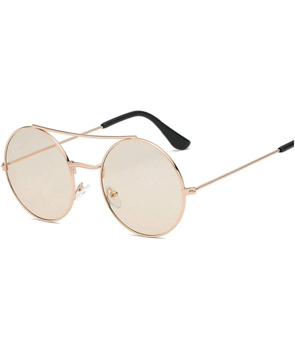 Shield New Arrival Round Sunglasses Coating Retro Women Brand Designer Female Lady Vintage Mirrored Glasses - CN198ZSAL75 $60.96