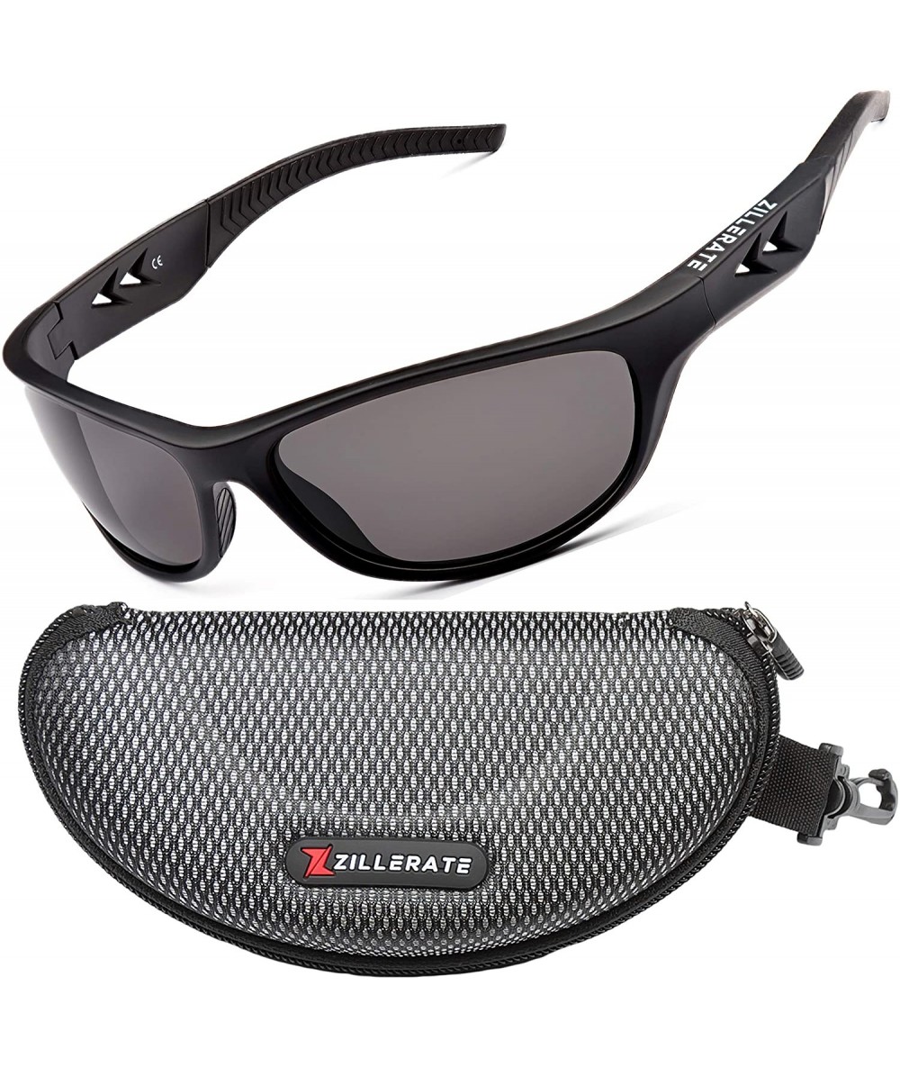 Wrap TR90 Polarized Sports Sunglasses- Running Golf Driving Fishing Cycling - Black - CM18QGQUQ3R $37.43