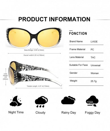 Wrap Night-Vision Driving Glasses Wrap Around Anti Glare with Polarized Yellow Lens for Women - CI195AG7NGU $36.83