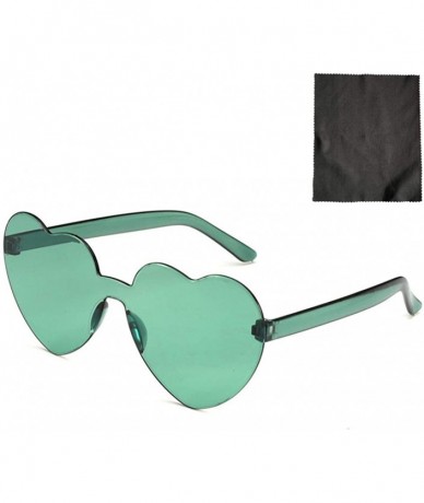 Rimless Women Heart Shaped Sunglasses Rimless Transparent Candy Color Frameless Glasses - CT1908N3DXT $15.44