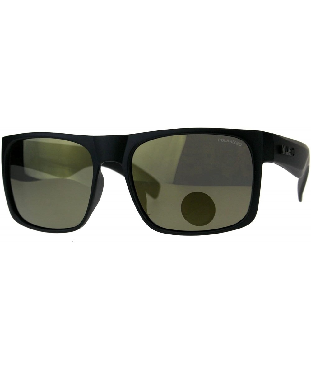 Rectangular Polarized Premium Kush Color Mirror Lens Flat Top Rectangular Sport Sunglasses - Matte Black Gold - CF18DHZS99Z $...