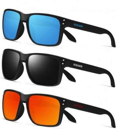 Sport Polarized Square Sunglasses For Men and Women Matte Finish Sun Glasses UV Protection Glasses - CQ192TUWKM2 $39.03