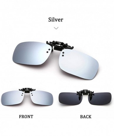 Wayfarer Polarized Clip-on Flip Up Night Vision Glasses Sunglasses Multi-Scenario Wear Over Prescription Glasses - Silver - C...