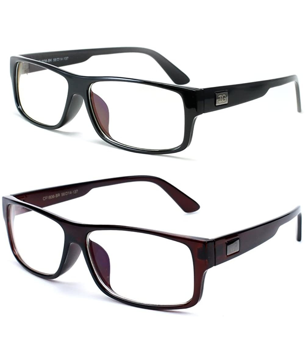 Sport "Kayden" Retro Unisex Plastic Fashion Clear Lens Glasses - 2 Pack Brown & Black - CH118WVEGVF $25.64