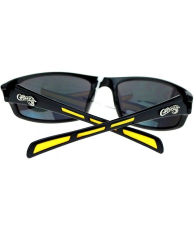 Rectangular Mens Thin Plastic Warp Sport mirrored Mirror Lens Sunglasses - Black Yellow - C611VP7UVGH $19.65