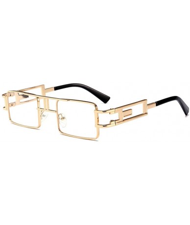 Oversized Hip-Hop Square Metal Small Frame Clear Color Lens Sunglasses - Gold-clear - CK189MTQKY3 $25.06