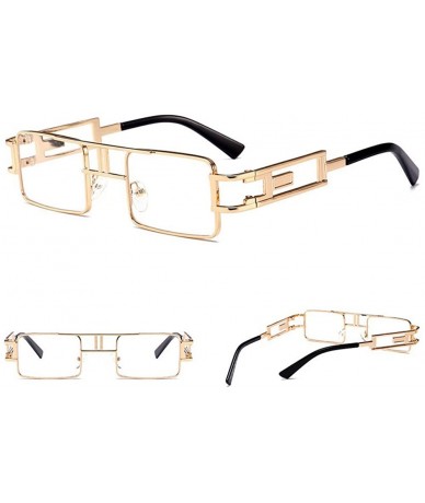 Oversized Hip-Hop Square Metal Small Frame Clear Color Lens Sunglasses - Gold-clear - CK189MTQKY3 $25.06