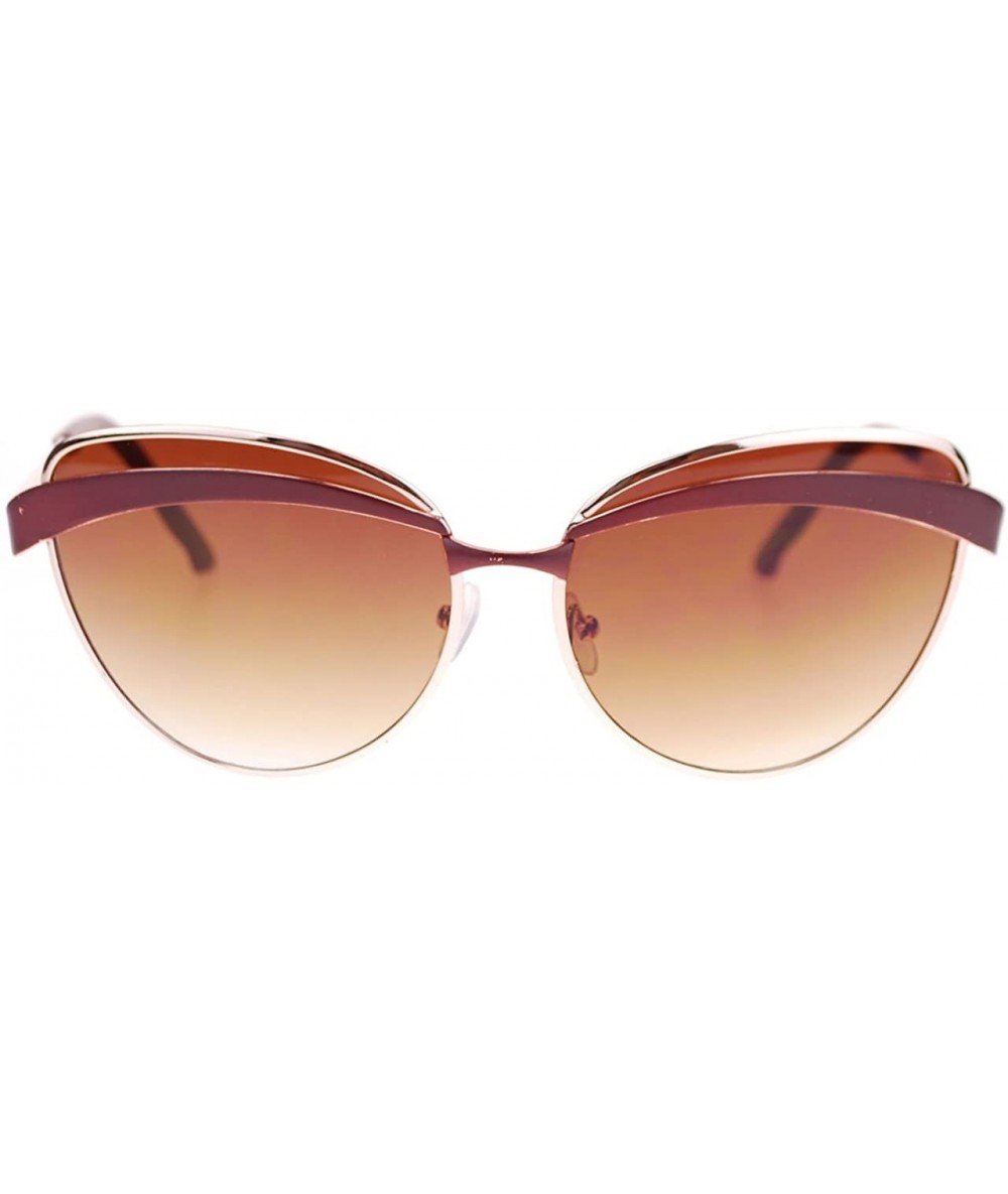 Butterfly Womens Celebrity Fashion Sunglasses Metal Butterfly Designer Frame - Burgundy Gold - CT11SERKAFH $17.70