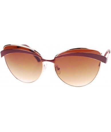 Butterfly Womens Celebrity Fashion Sunglasses Metal Butterfly Designer Frame - Burgundy Gold - CT11SERKAFH $17.70