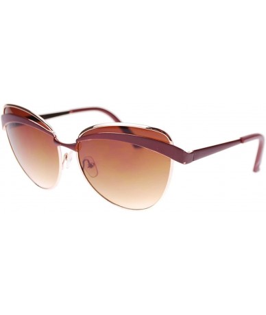 Butterfly Womens Celebrity Fashion Sunglasses Metal Butterfly Designer Frame - Burgundy Gold - CT11SERKAFH $17.70