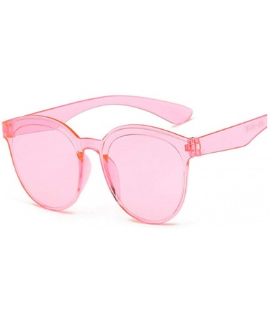 Oversized Round Blue Sunglasses Women Retro Brand Design Vintage Sun Glasses Female Ladies Eyewear Feminino UV400 - Pink - CS...